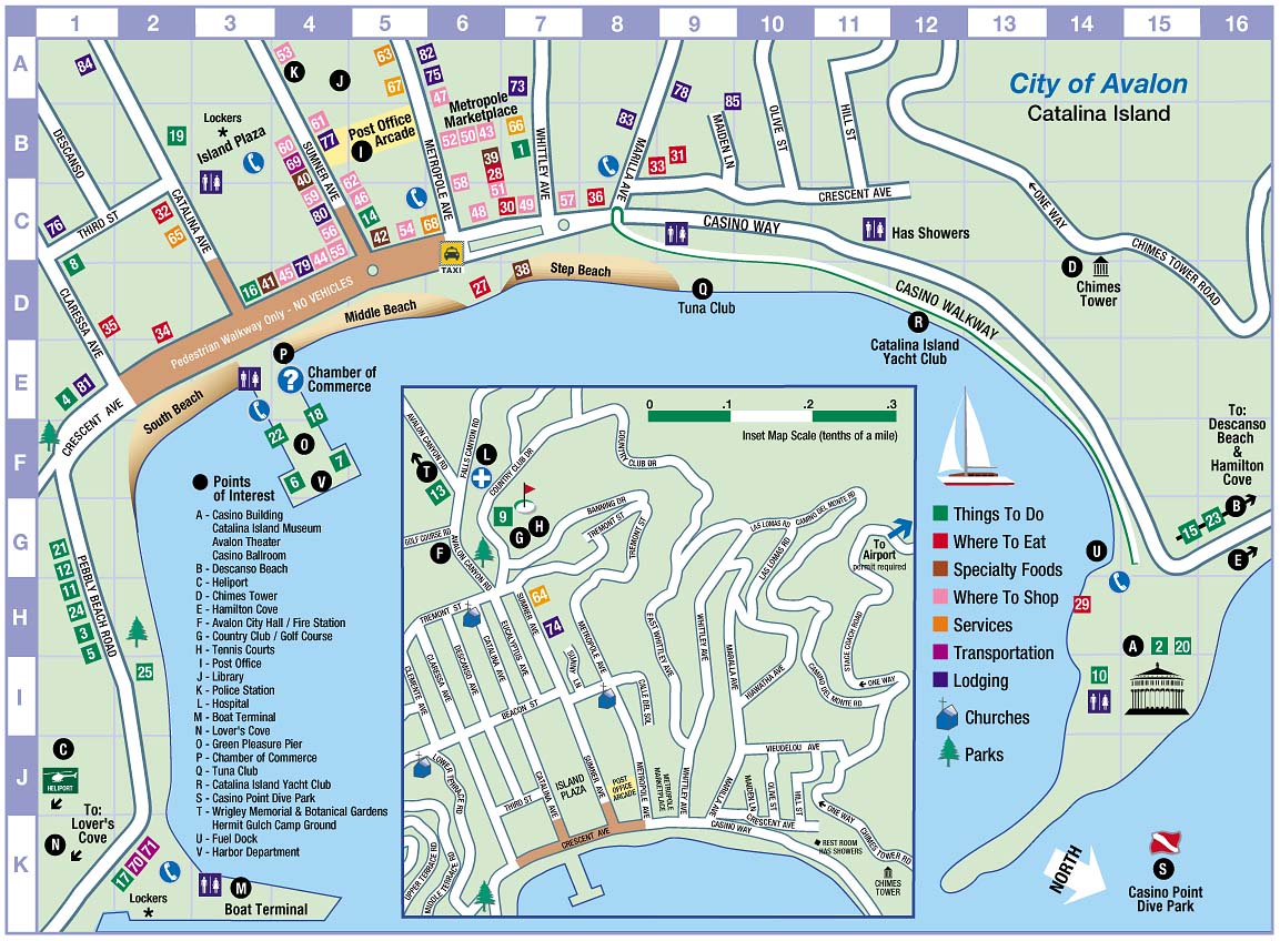 Catalina Island Map Avalon Avalon, Catalina Walking Map